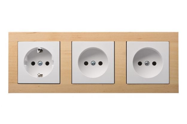 Products in 3-places frame from wood